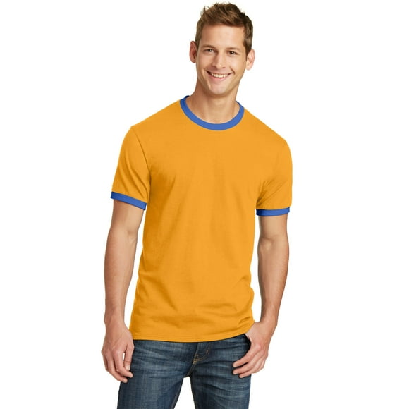 PORT AND COMPANY Camiseta Ringer de 100 % algodón de 54 onzas (PC54R) dorado/azul real, 4XL Puerto & Compa??a PC54R