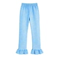 thumbnail image 5 of Loopsun Kids 5-15Years Summer Plaid Ruffle Full Length Pants Elastic Waist Comfortable with Pocket, 5 of 5