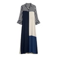 thumbnail image 4 of SAWOBUUN Womens Boho Striped Shirt Dress 3/4 Sleeve Color Block Button Maxi Dress Loose Fit Casual Beach Sundress, 4 of 5