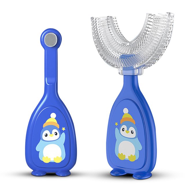 fastboy 2 Pièces en Silicone en Forme de Brosse à Dents en Forme de U Brosses à Dents Brosses à Dents Réutilisables Nouveau-Né Fournitures Bleu L 1Set