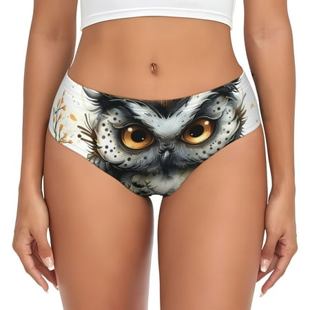 Sikiie Whimsical Owl On Branch Women s High Waisted Cotton Underwear Soft Breathable Panties Stretch Briefs Seamless Ladies Panties-X-Large