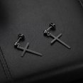 thumbnail image 4 of OIDEA 1 Pairs Black Stainless Steel Cross Dangle Studs Hinged Earrings for Men Women, 4 of 5