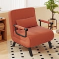 thumbnail image 3 of Daluvenix 4 in 1 Convertible Sofa Bed Sleeper Chair with a Pillow, 5 Position Modern Single Person Chaise Lounge Couch , Linen Folding Bed for Living Room Office, Orange, 3 of 9