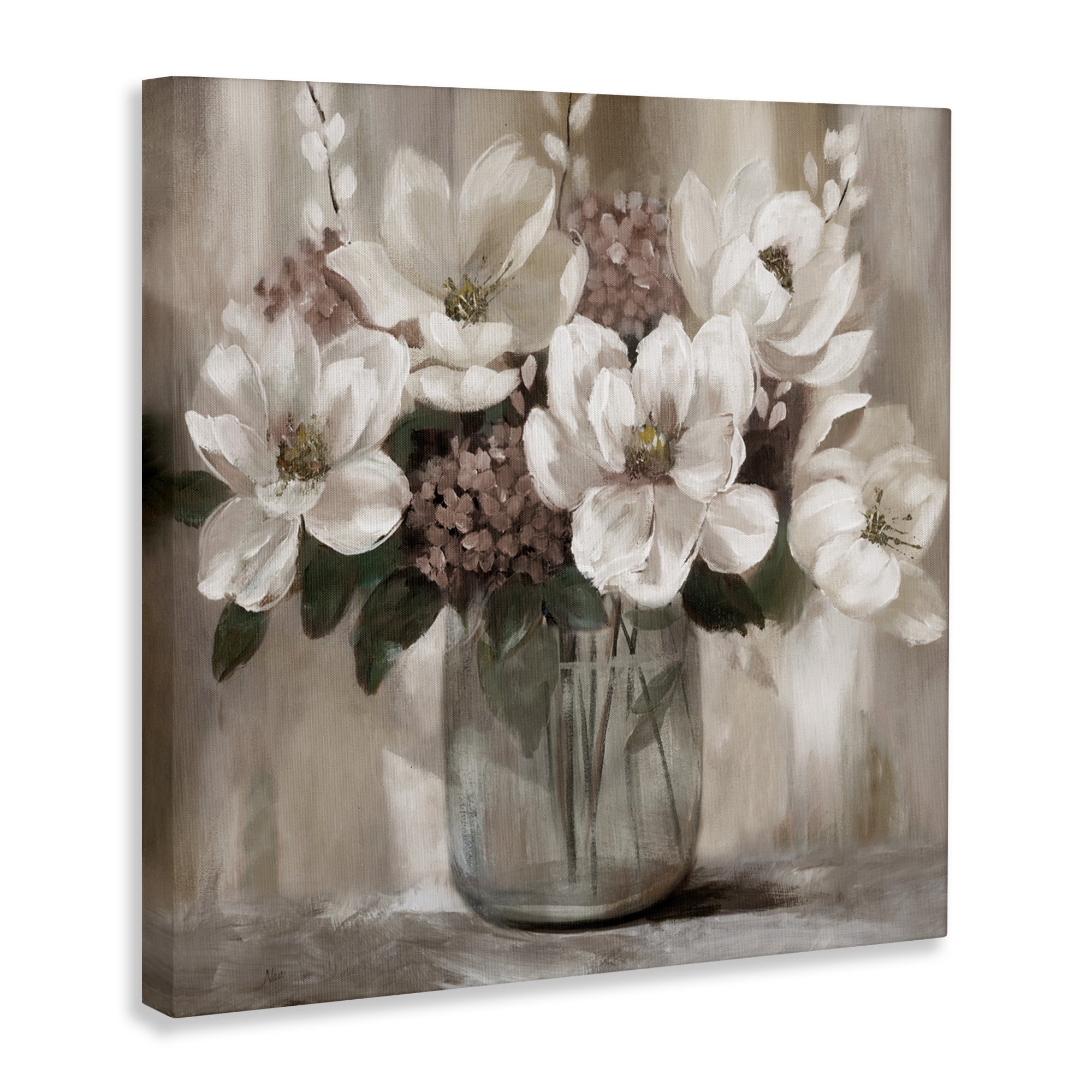 Stupell Industries Ivory Magnolias Vase Canvas Wall Art, design by Nan