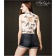 thumbnail image 2 of Blusa Aeropostale transparente con botones de guepardo Mujer Off-White Pequeña, 2 of 3