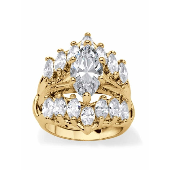 PalmBeach Jewelry Marquise-Cut Cubic Zirconia Jacket Bridal Set 5.98 TCW in Goldtone or Silvertone