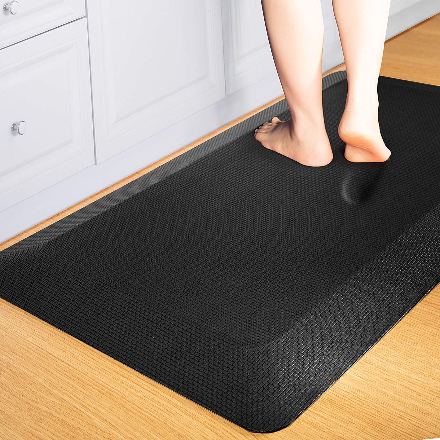Anti Fatigue Mat Kitchen Mats Cushioned Thicken Core Foam 20x39x9 10 Inch Perfect For Kitchens Standing Desks And Garages Phthalate Free Relieves Foot Knee And Back Pain Black 20 X39 Walmart Com Walmart Com