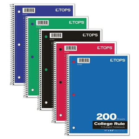 UPC: 0025932655814 | Tops  TOP65581  5 Subject College Ruled Notebook (Assorted Colors)