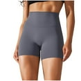 thumbnail image 2 of qelini Yoga Shorts for Women Solid Color Elastic High Waisted Body Shaping Soft Performance Running Gym Biker Shorts Lightweight and Low Price 1Pack Navy S, 2 of 5