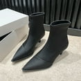 thumbnail image 6 of Lovskoo 2024 Dressy Ankle Boots for Women Stiletto-Heelss Pointed Toe Retro Elastic Fashion High Heel Booties Wedding Dress Shoes Black, 6 of 9
