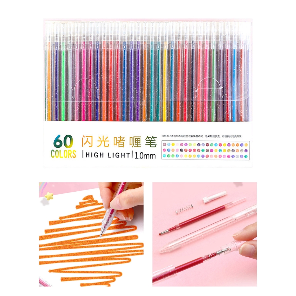 Zeiwohndc Glitter Gel Pens Pack Colored Glitter Pens, Colorful Sparkles Gel Markers Set