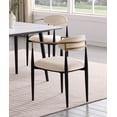 thumbnail image 5 of Modern Stylish Dining Chairs Set of 6 Taupe Fabric Upholstered Seat Backrest Black Frame Luxury Dining Furniture, 5 of 7