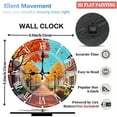 thumbnail image 2 of Wooden Wall Clock with Autumn Street Scene Art Roman Numerals for Artistic Home Decor, Battery Operated(AA Batteries Not Inclued), Silent Movement, Accurate Time, Size 9. 8in/25cm, 2 of 8