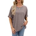 thumbnail image 1 of Bellella T-shirt d'Été pour Femmes à Manches Courtes, Col Rond, T-shirt Confortable, Chandail pour Dames, Brun, G, 1 of 3