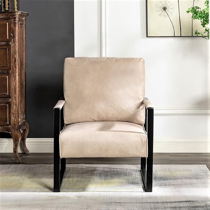 Modern Accent Chair with Durable Square Metal Frame