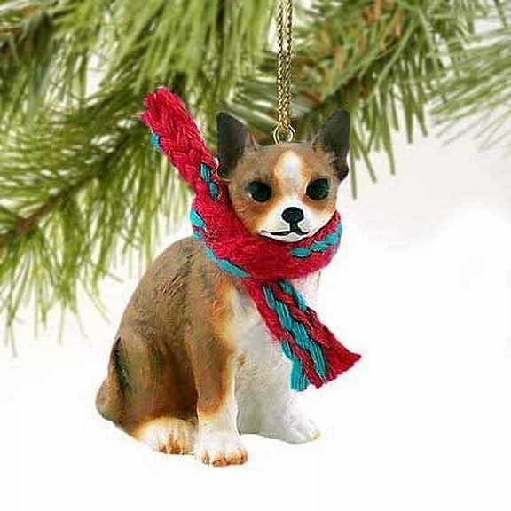 Chihuahua Tiny Miniature One Christmas Ornament Brindle-White - DELIGHTFUL!