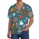 thumbnail image 1 of Balery cute Skull organ Camisa Casual de Manga Corta con Botones para Hombre, Texturizada, Estilo Cubano, para Playa, Verano-Large, 1 of 5