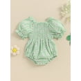thumbnail image 3 of Musuos Baby Girl Cute Romper 0-24 Months Casual Short Puff Sleeve Floral Print Bodysuit Newborn Playsuit, 3 of 9