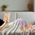 thumbnail image 3 of Birthday Soft Flannel Fleece Throw Blanket, Happy Cat and Bird Meadow Flowers Bouquet Corsage Positive, Cozy Plush for Indoor and Outdoor Use, 60" x 80", Pale Yellow Lilac Orange, by Ambesonne, 3 of 5