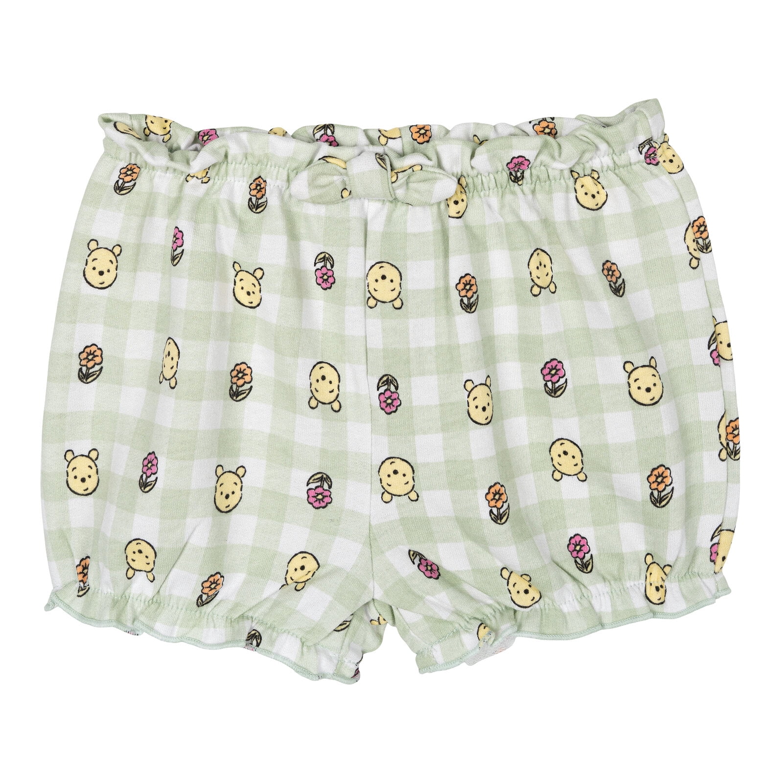 Disney Winnie the Pooh Piglet Bodysuit, French Terry Bubble Shorts and Headband 3 Piece Outfit Set Gingham Newborn to Infant