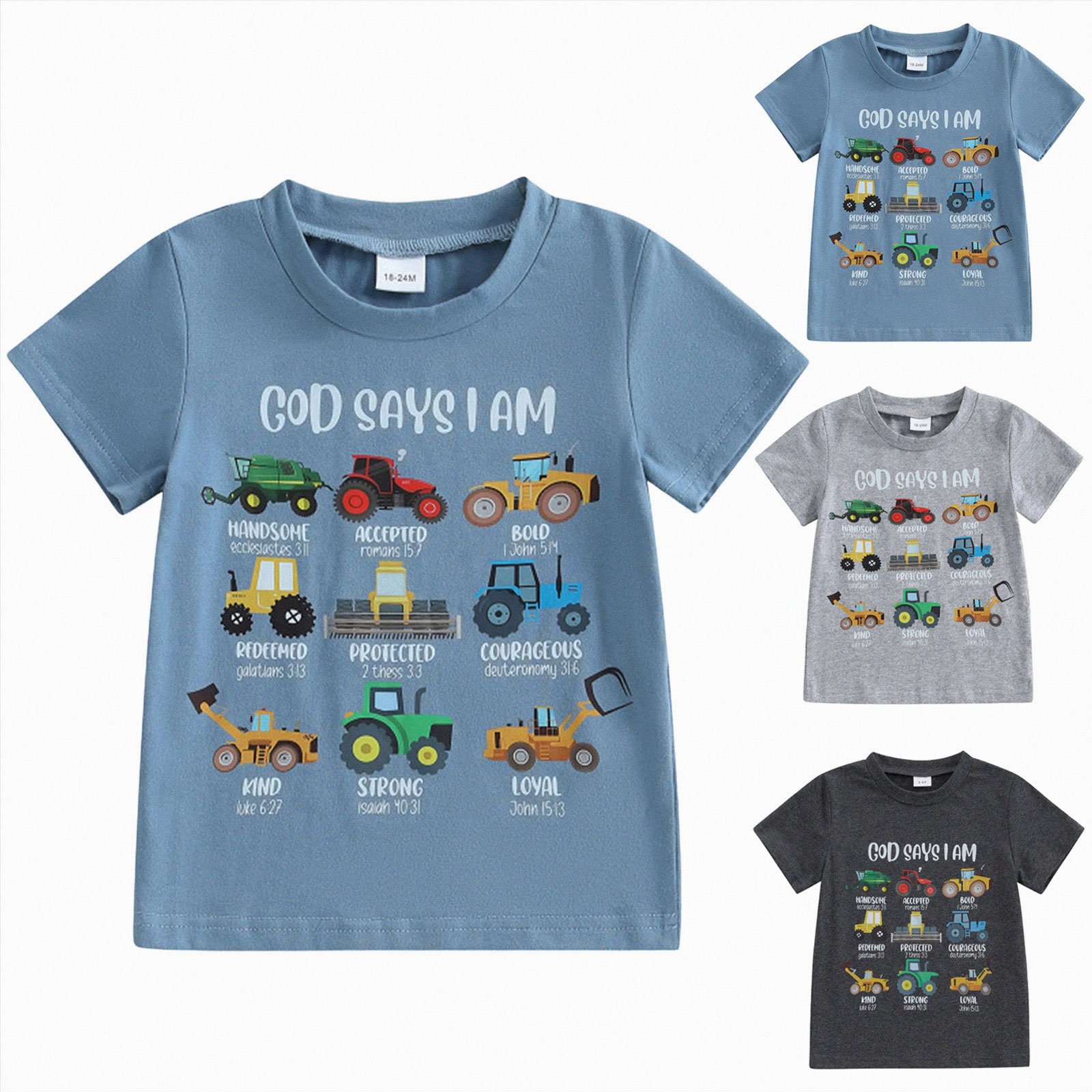 Splozh Toddler Short Sleeve Shirt 18 24 Months 2T 3T 4T 5T 6T Summer Cartoon Cute Graphic Tops Toddler Boy Summer Clothes Boys Tshirts Grey,4-5 Years