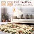 thumbnail image 2 of ODIKA 6'x9' Machine Washable Non-Slip Area Rug, Classic Medallion Filigree with Floral Scrollwork and Lattice Motifs High Traffic Rug, Beige, 204202, 2 of 7