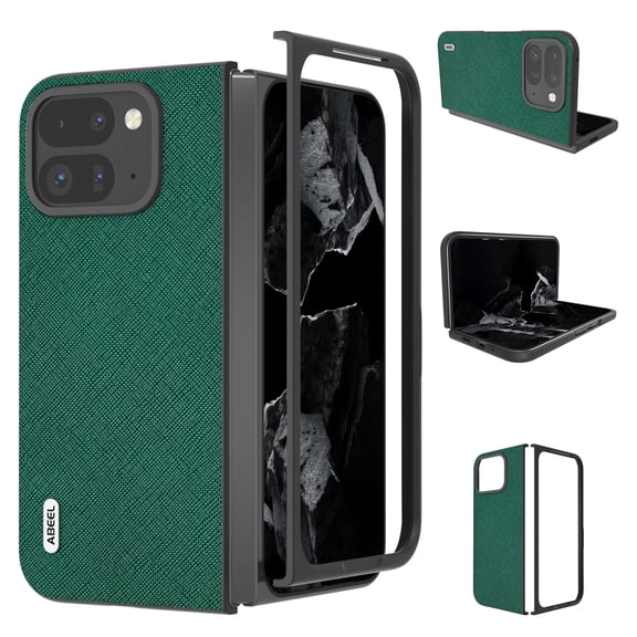 for Google Pixel 9 Pro Fold / Fold 2 Case, Premium PU Leather Phone Cover Lightweigt Slim Full Protective Hard PC Shockproof Anti-Scratch Case for Google Pixel 9 Pro Fold 5G, Green