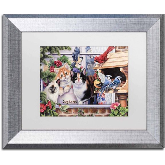 Trademark Fine Art 'Springtime Wonders' Canvas Art by Jenny Newland, White Matte, Silver Frame