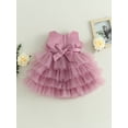 thumbnail image 4 of GXFC Little Girls Ball Gown Princess Dress 1T 2T 3T 4T 5T Kids Girls Sleeveless Bow Mesh Tulle Tutu Dress Summer Princess Dress for Children Girls Birthday Party Wedding, 4 of 9