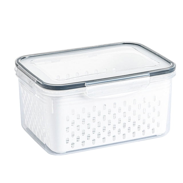 Cateissary Envases de fruta fresca para nevera con caja transparente y almacenamiento de verduras con sello duradero Organizadores de utensilios de cocina Gris claro 3300ML