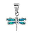 thumbnail image 2 of Sterling Silver Synthetic Opal Tiny Dragonfly Necklace for Women Hand Inlay 9/16 inch 20 inch ROPH_25, 2 of 4