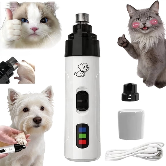 Dog Nail Grinder, Quiet USB Rechargeable Pet Nail Clippers for Large Medium Small Dogs and Cats, 2-Speed Paw Grooming Tool