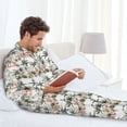 thumbnail image 6 of Yiaed Flamingo Palm Trees Print Men’s Pajamas Set - Long Sleeve Button Down Sleep Shirt and Pajama Bottoms Sleepwear Set Mens Pjs Sets Men's Pajama Bottoms-Large, 6 of 7