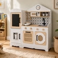 thumbnail image 6 of Teamson Kids Large Wooden Play Kitchen Set, White and Natural, Modular Pretend Play kitchen, Fridge with Pretend Ice Dispenser, Little Chef Morocco, 6 of 11