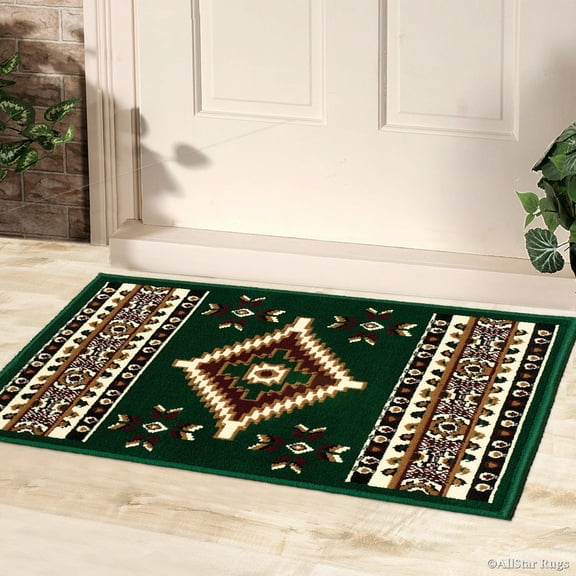 Allstar Green Doormat Accent Rug Woven High Quality Doormat Accent Rug. Traditional. Persian. Flower. Western. Design Area Rug (2' x 2' 11")