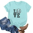 thumbnail image 1 of Meichang T-Shirts de Baseball pour Femmes à Cœur d'Amour Col Ras du Cou Manches Courtes T-Shirt Graphique Coupe Ample Mode Décontractée Hauts T-Shirts Mignons Cadeaux de la Fête des Mères pour Maman Bleu TG, 1 of 3