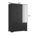 thumbnail image 4 of 72" Armoire Wardrobe Closet with Mirror,LED Wardrobe with 4 Doors & 2 Drawers,Wooden Wardrobe Storage Cabinet with Hanging Rod,Adjustable Shelves for Bedroom,Black, 4 of 8
