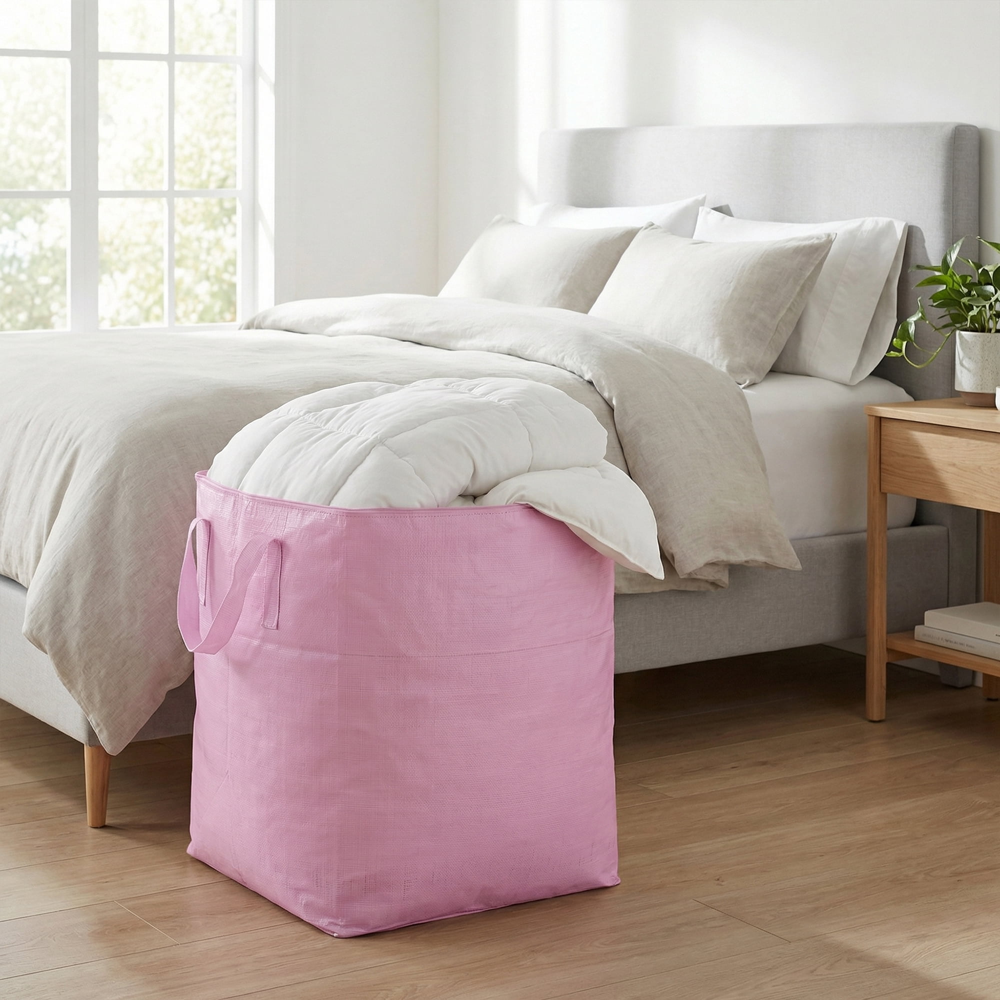Unique Bargains Clothes Storage Bag with Handles Pink 23.6"x19.7"x31.5"