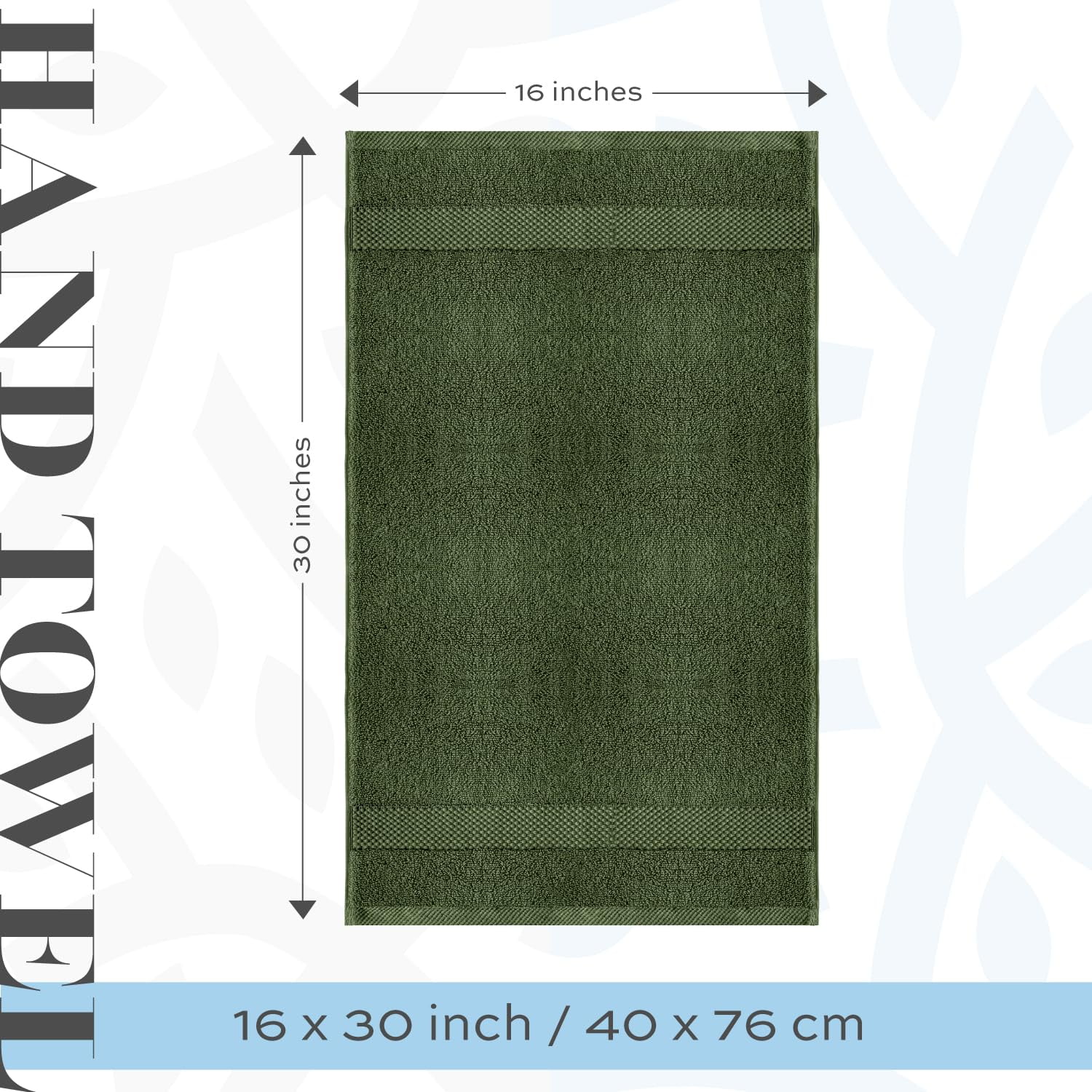 White Classic Hotel Collection Luxury Soft Cotton Hand Towels, Green, 16 x 30, 6 Pack