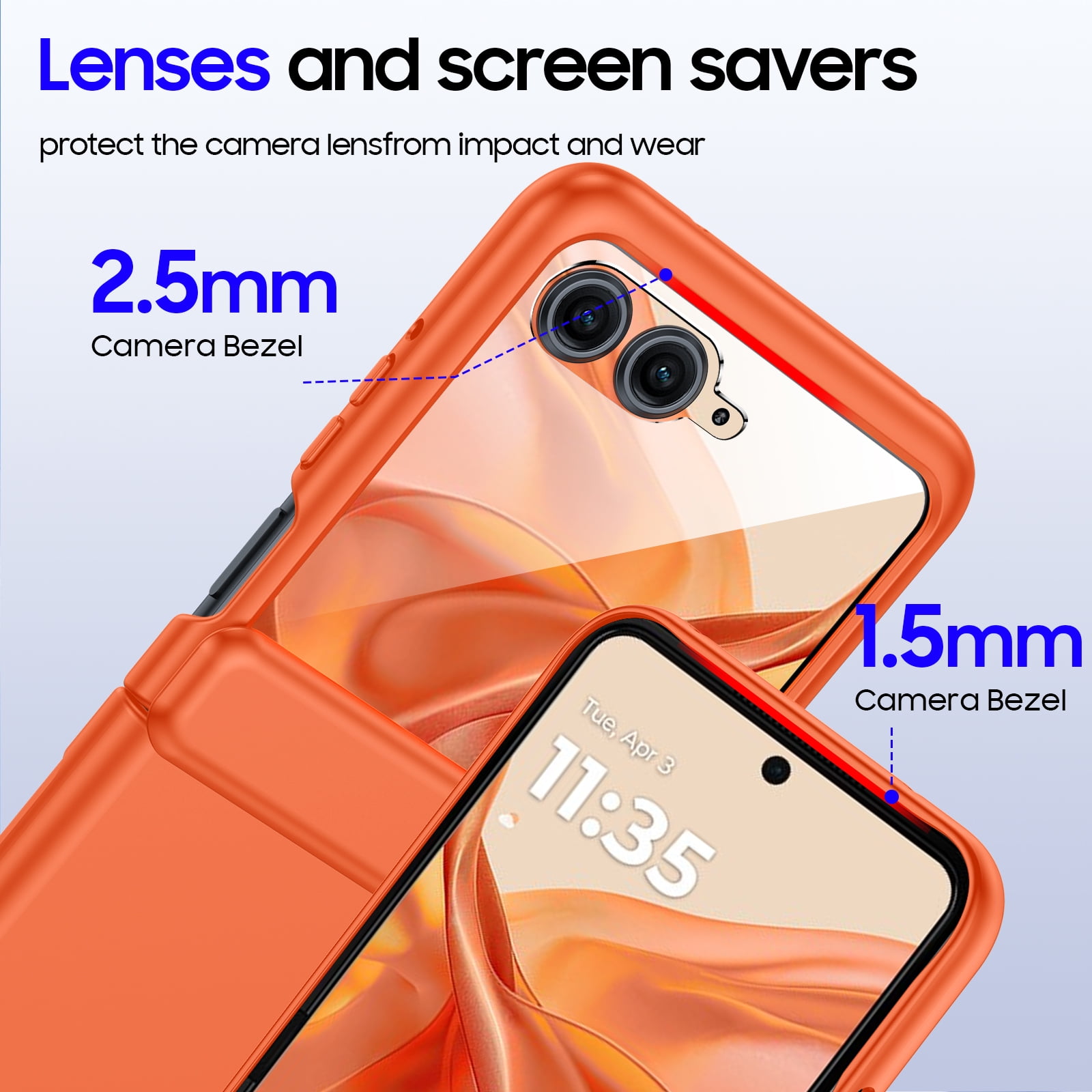 Oupeigar For Motorola Razr 60 Pro/50 Ultra Case,Built-in Screen Protector,Slim Full-Body Rugged Anti-Scratch Shockproof Phone Case-Orange