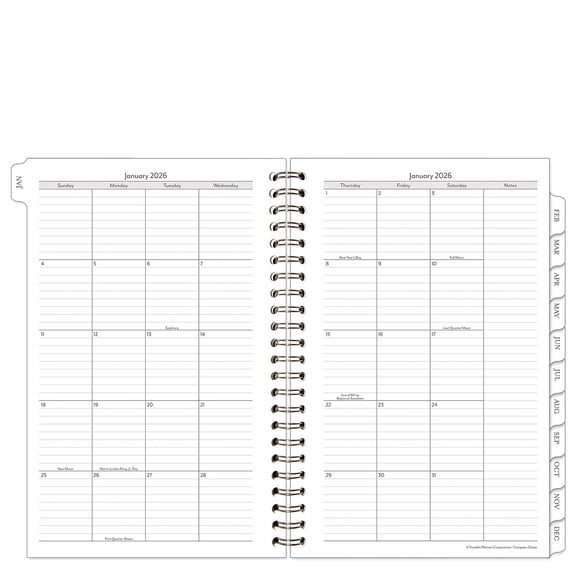 FranklinCovey Compass Monthly Wire-bound Planner (Classic Size, Jan 2026 - Dec 2026)