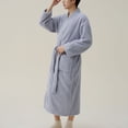 thumbnail image 4 of Defitshape Men's Long Sleeve Fuzzy Robe Soft Fleece Winter Long Bath Robes Thick House Sleeping Sleepwear Grey Medium, 4 of 4