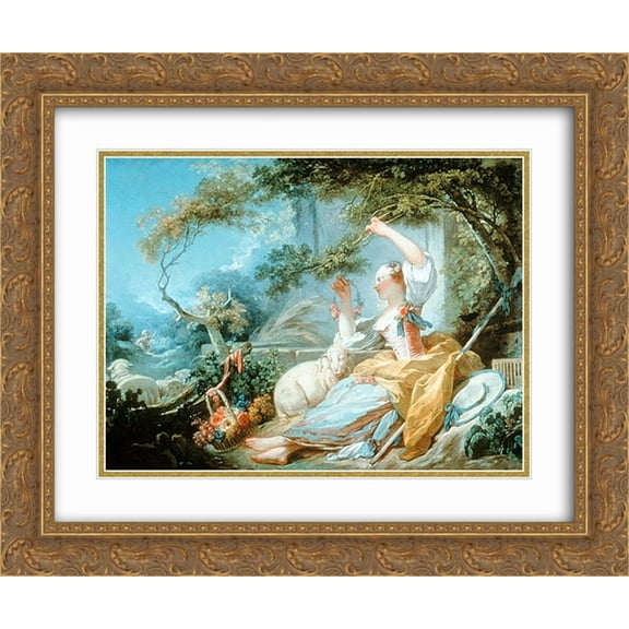 Jean Honore Fragonard 2x Matted 24x20 Gold Ornate Framed Art Print 'The Shepherdess'