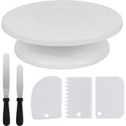 Joey'z 11 inch Rotating Cake Stand Turntable with 2 Icing Spatulas and 3 Icing Smoothers, Revolving Cake Decorating Kit
