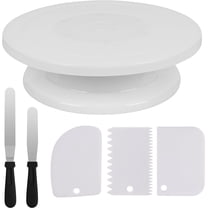 Used Turntable Table Joey'z 11 inch Turntable Cake Stand with Lid, 2 Icing Spatulas and 3 ...