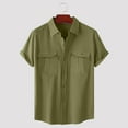 thumbnail image 4 of Sopiago Mens Shirts Short Sleeve Button Down Plus Size Summer Cotton Linen Shirts for Men Big and Tall Regular Fit Casual Lightweight Solid Color T-Shirts Tops AG,XL, 4 of 4