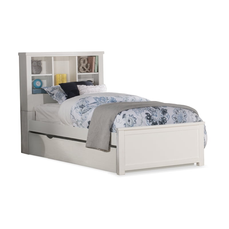 Highlands Bookcase Bed with Trundle Twin White Finish