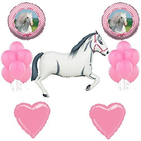 Horse Birthday Party Decorations Combined Brands White Horse Cowgirl Party Supplies Rodeo Western Birthday Girl Balloon Decoration Kit ()