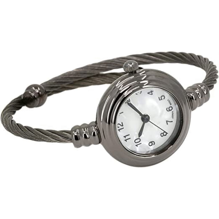 Women Silver And Black Analog Cable Cuff Arabic Number Rhinestone Bracelet Watch Blekon Collections Women main image 3