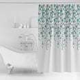 thumbnail image 2 of Flower Teal Shower Curtain, 72" x 72", Grey Cherry Blossoms White Background Waterproof Bathroom Curtain Washable Shower Curtain Set with 12 Hooks, 2 of 6